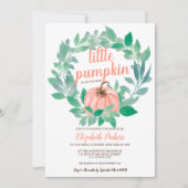 秋サンゴフローラカボチャ水カラーベビーシャワー 招待状 (正面)