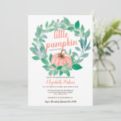 秋サンゴフローラカボチャ水カラーベビーシャワー 招待状 (スタンド正面)