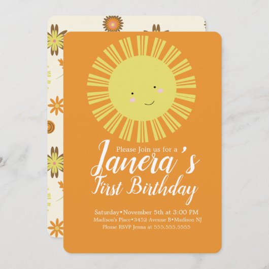 秋サンシャインオータムバースデーパーティー 招待状 (正面/裏面)