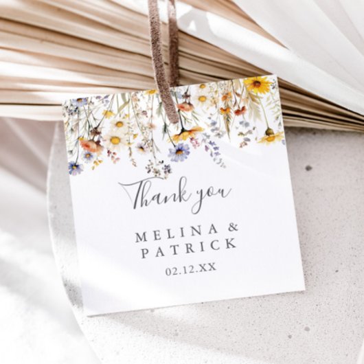 秋サンシャインワイルドフラワー結婚式の引き出物ラベル フェイバータグ