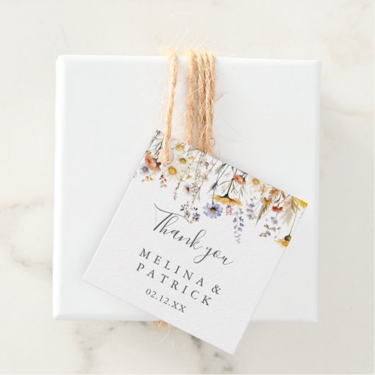 秋サンシャインワイルドフラワー結婚式の引き出物ラベル フェイバータグ (インサイチュ)