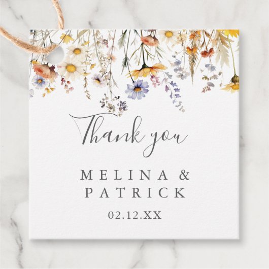 秋サンシャインワイルドフラワー結婚式の引き出物ラベル フェイバータグ (正面)