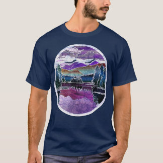 秋サンセットアディロンダックマウンテンズレイク離れ秋 Tシャツ