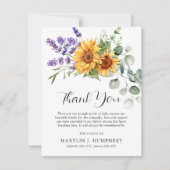 秋サンフラワーラベンダー&ユーカリ悔やみや弔慰 サンキューカード (正面)