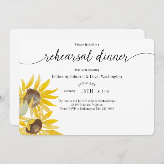 秋サンフラワーリハーサルディナー招待状 招待状 (正面/裏面)
