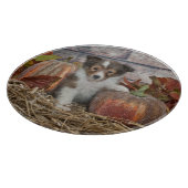 秋シェットランド・ シープドッグ子犬 カッティングボード (角)