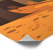 秋シティー素朴スケープ赤黄褐色 ポスター (角)