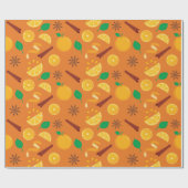 秋シナモンとオレンジのシームレスな感謝祭 ラッピングペーパー (フラット)