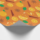 秋シナモンとオレンジのシームレスな感謝祭 ラッピングペーパー (角)