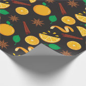 秋シナモンスティックとオレンジのシームレスな秋 ラッピングペーパー (角)