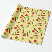 秋シナモン、アップル、フラワー、スターアニスシームレス ラッピングペーパー (アンロールド)