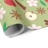 秋シナモン、リンゴのシームレス秋の感謝祭 ラッピングペーパー (ロールコーナー)
