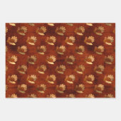 秋シャビーシックなゴールデンターキー小麦の耳オークリーフ ラッピングペーパーシート (正面)