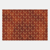 秋シャビーシックゴールデンディアー〔雄ジカの〕枝角フルーアデリス ラッピングペーパーシート (正面)