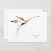 秋シンプルの葉物葬式ありがとうお名前&日付 サンキューカード (正面/裏面)