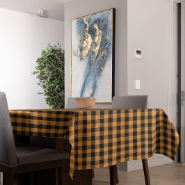 秋シンプルオータムオレンジバッファローチェック テーブルクロス