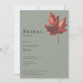 秋シンプルセージグリーン結婚ズブライダルシャワー 招待状 (正面)