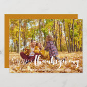 秋シンプルタイポグラフィ感謝家族の写真 シーズンカード (正面/裏面)