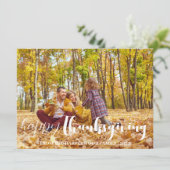 秋シンプルタイポグラフィ感謝家族の写真 シーズンカード (スタンド正面)