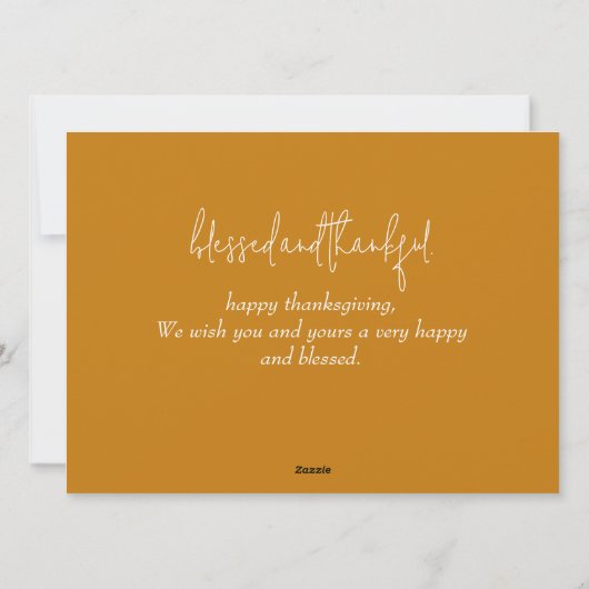 秋シンプルタイポグラフィ感謝家族の写真 シーズンカード (裏面)