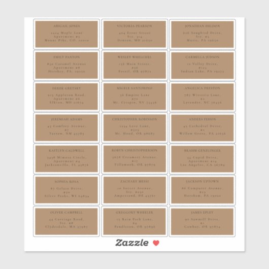 秋シンプルテラコッタ結婚ズゲスト住所 シール (シート)