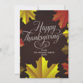 秋シンプルハッピー感謝祭フォトホリデーカード 招待状 (正面)