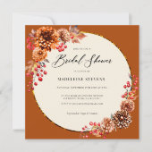 秋シンプルリースムズベリーテラコッタブライダル 招待状 (正面)