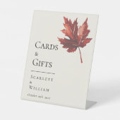 秋シンプルリーフクリームウェディングカードとギフト 台座サイン (正面)