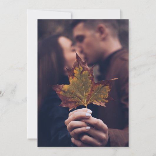 秋シンプルリーフクリームモノグラムフォトズ結婚ズ 招待状 (裏面)