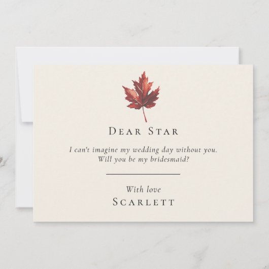 秋シンプルリーフクリー結婚ムの花嫁の提案 招待状 (裏面)