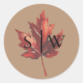 秋シンプルリーフテラコッタ結婚ズ封筒用シール ラウンドシール (正面)