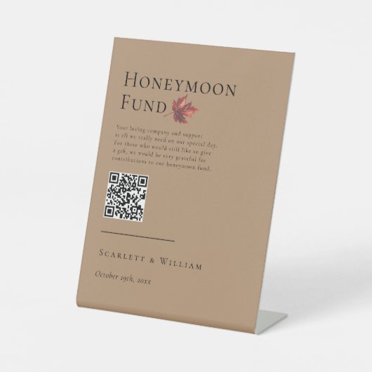 秋シンプルリーフテラコッタ結婚ズ新婚旅行ファンド 台座サイン (正面)