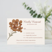 秋シンプルワイルドフラワー素朴ウエディングRSVPカード 招待状 (スタンド正面)
