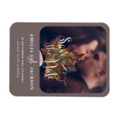 秋シンプル写真の保存日付 マグネット (横)