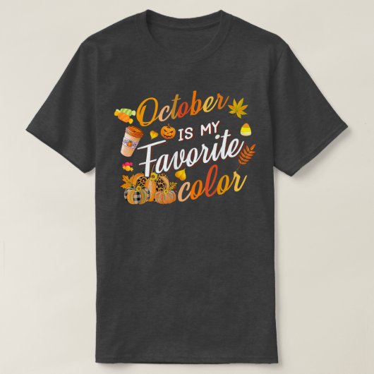 秋シーズンおもしろい引用文カボチャ紅葉ズ Tシャツ (デザイン正面)