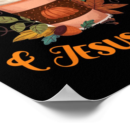 秋シーズンかわいいカボチャのスパイスとイエスキリスト ポスター (角)