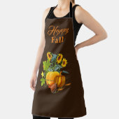 秋シーズンとカボチャとヒマワリ茶色 エプロン (インサイチュ)
