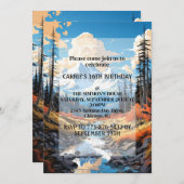 秋シーズンアウトドア誕生日パーティー 招待状 (正面/裏面)