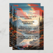 秋シーズンアウトドア誕生日パーティー 招待状 (正面/裏面)