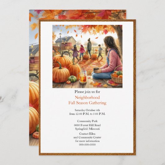 秋シーズンオータムカボチャ招待状 招待状 (正面/裏面)