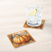 秋シーズンカボチャテーマ スクエアペーパーコースター (インサイチュ)