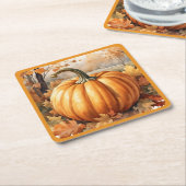 秋シーズンカボチャテーマ スクエアペーパーコースター (アングル)