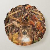 秋シーズンシーンホワイトテールディアー ラウンドクッション (裏面)