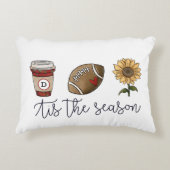 秋シーズンスクリプトコーヒーサッカーの花 アクセントクッション (正面)