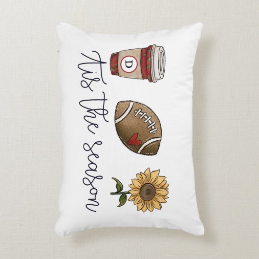 秋シーズンスクリプトコーヒーサッカーの花 アクセントクッション (正面(垂直))