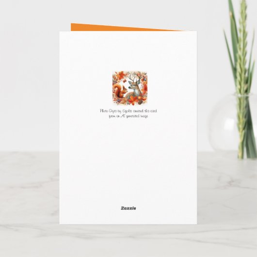 秋シーズンディアーと離れ誕生日グリーティングカード カード (裏面)