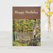 秋シーズンディアーハッピーバースデーグリーティング カード (黄色い花)