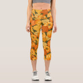 秋シーズンハロウィンカボンプキンパターン カプリレギンス (正面)