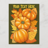 秋シーズンハロウィンカボンプキンパターン シーズンポストカード (正面)