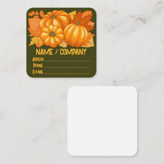秋シーズンハロウィンカボンプキンパターン スクエア名刺 (正面/裏面)